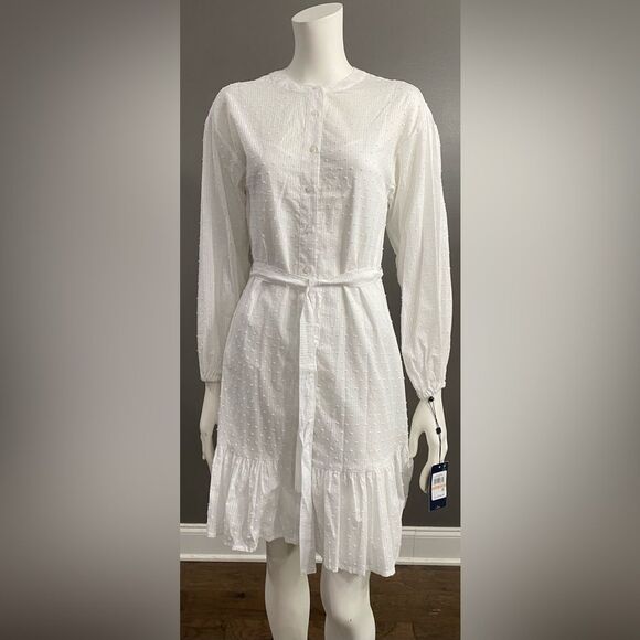 Tommy Hilfiger Dresses & Skirts - NWT Tommy Hilfiger Chambray white long-sleeve belted shirtdress. Size 2